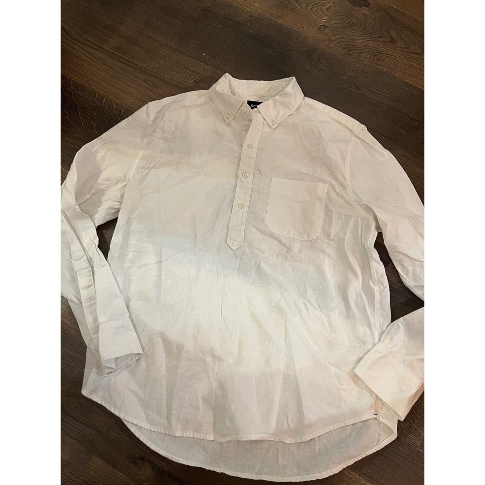 Bonobos‎ White Linen Blend Pullover Shirt Button Up Women's Large